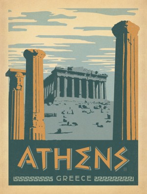 Athens Greece vintage poster